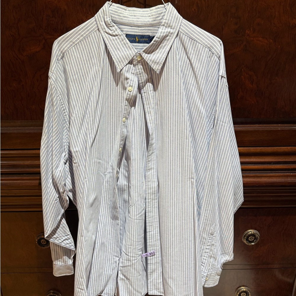Men's Striped White Shirt Ralph Lauren Button Down 3x